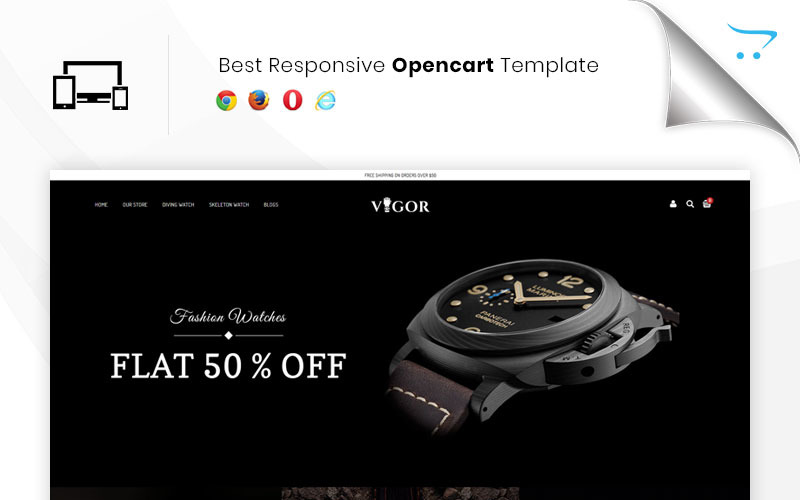 Vigor - responsywny szablon OpenCart sklepu Watch Store