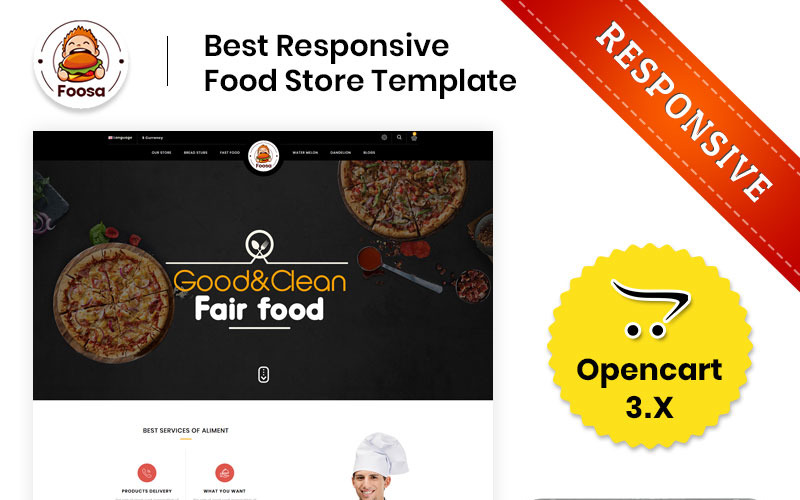 Foosa Fast Food Store - Modello OpenCart reattivo