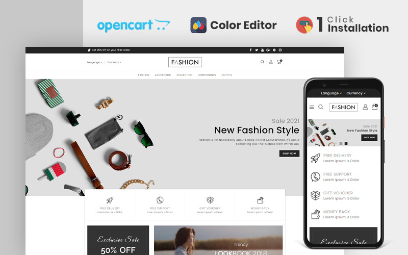 Moda Giyim ve Aksesuar Mağazası OpenCart Şablonu