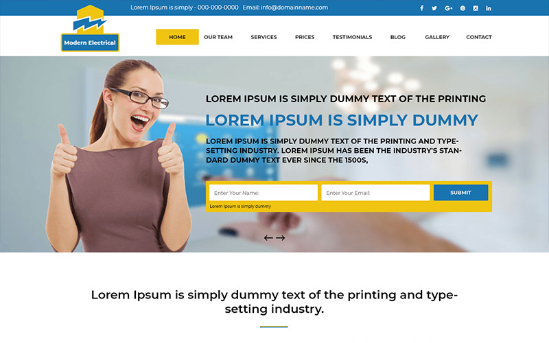 Download PSD шаблон "Modern Electrical- Electrician Company PSD Template" / Modern Electrical- Electrician Company PSD Template - PSD шаблон на тему графика electrician electricity theme template psd photoshop