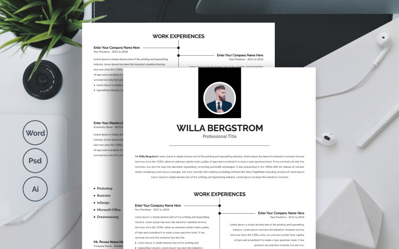 Plantilla de curriculum vitae de Willa Bergstrom
