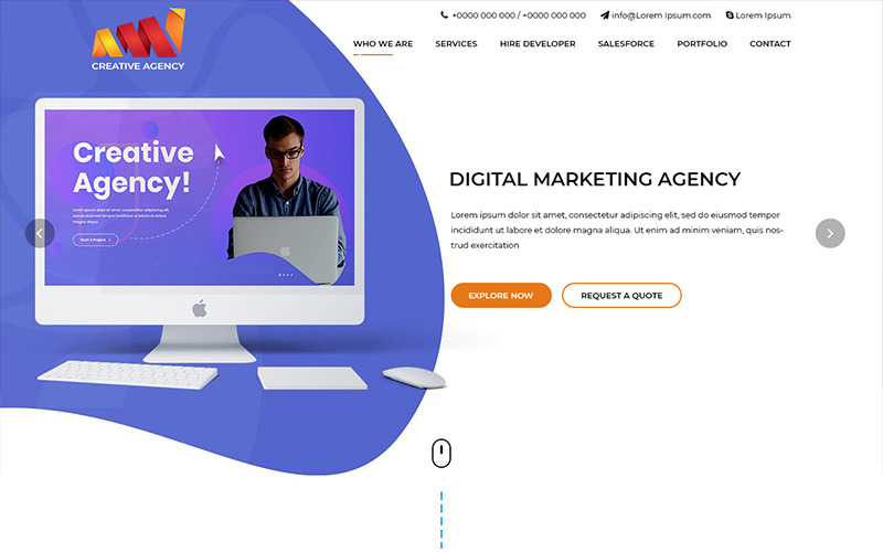 Download PSD шаблон "Creative Agency - Digital Merketing Company PSD Template" / Creative Agency - Digital Merketing Company PSD Template - PSD шаблон на тему графика digital marketing company organization theme template psd photoshop