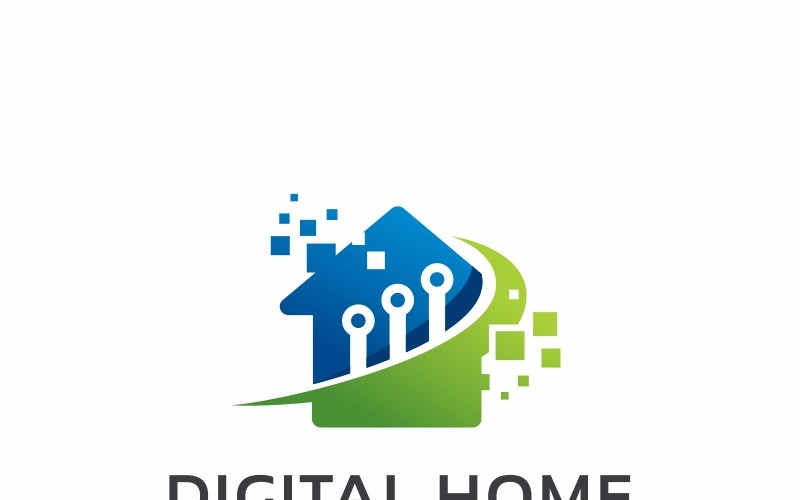 Download Шаблон логотипа "Digital Home Logo Template" / Digital Home Logo Template - Шаблон логотипа на тему графика blue bold brand branding building company logo business capital construction corporate estate group home housing template logotype modern mortgage professional