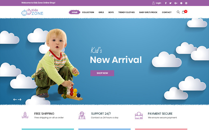 Download PSD шаблон "Kidz Zone - Kids Fashion PSD Template" / Kidz Zone - Kids Fashion PSD Template - PSD шаблон на тему детская мода kids fashion template theme psd photoshop
