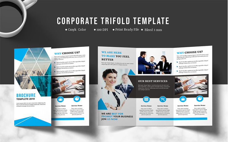 Download Фирменный стиль "Trifold Business Promotional Brochure - Corporate Identity Template" / Trifold Business Promotional Brochure - Corporate Identity Template - Фирменный стиль на тему графика corporate business brochure trifold tri-fold illustrator indesign eps indd clean modern professional template print ready