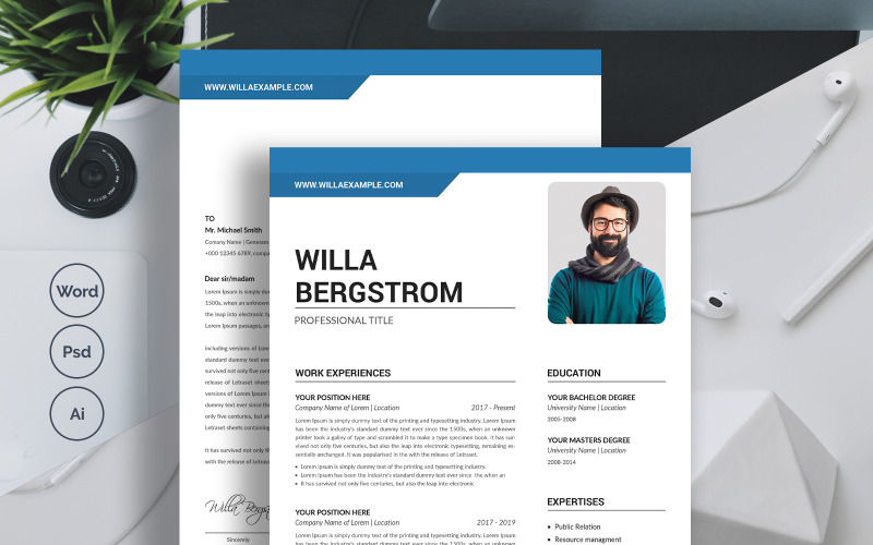 Download Резюме "Willa Bergstrom Resume Template" / Willa Bergstrom Resume Template - Резюме на тему графика 1,page,resume,2,3,clean,cover,letter,creative,cv,template,design,document,microsoft,word,minimalist,modern,photoshop,psd,professional
