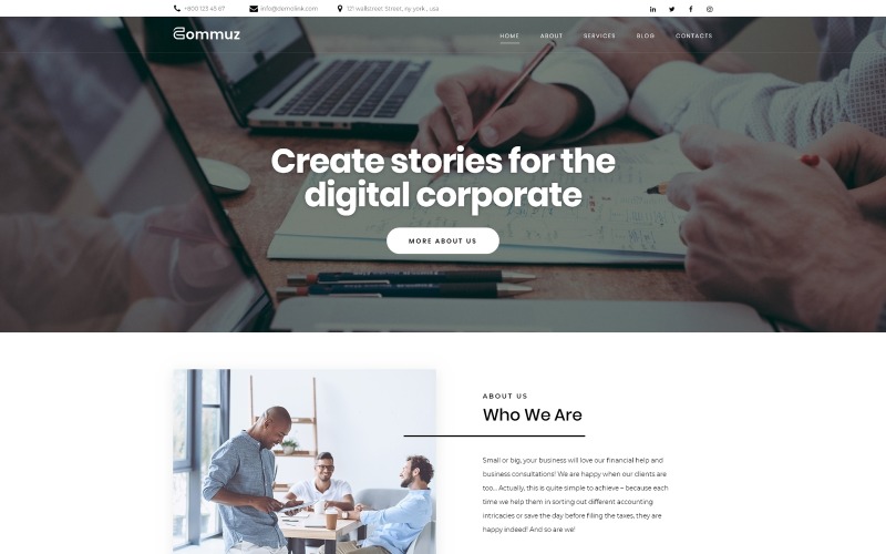 Commuz - бизнес-многоцелевая современная тема WordPress Elementor