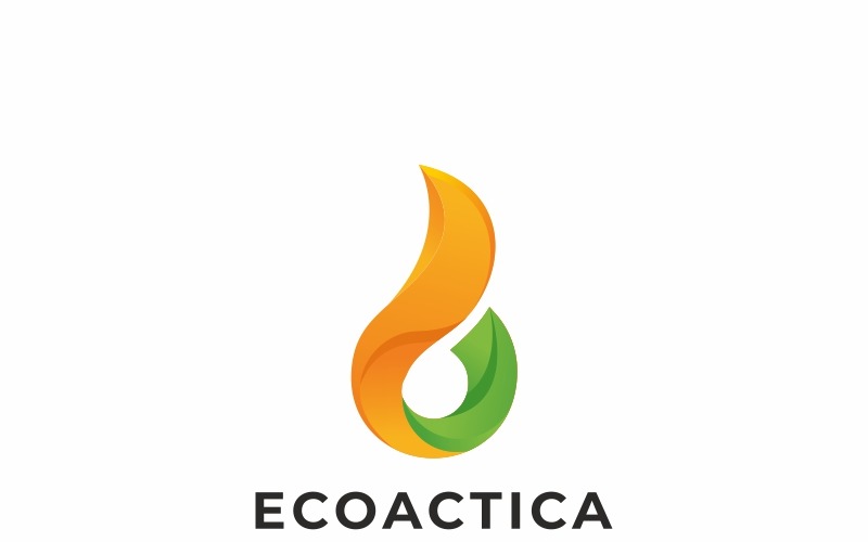 Download Шаблон логотипа "Ecoactica Logo Template" / Ecoactica Logo Template - Шаблон логотипа на тему графика aqua aquatic bio clean water drinking drop eco energy environment environmental foil fuel logo green health healthy identity leaf medical