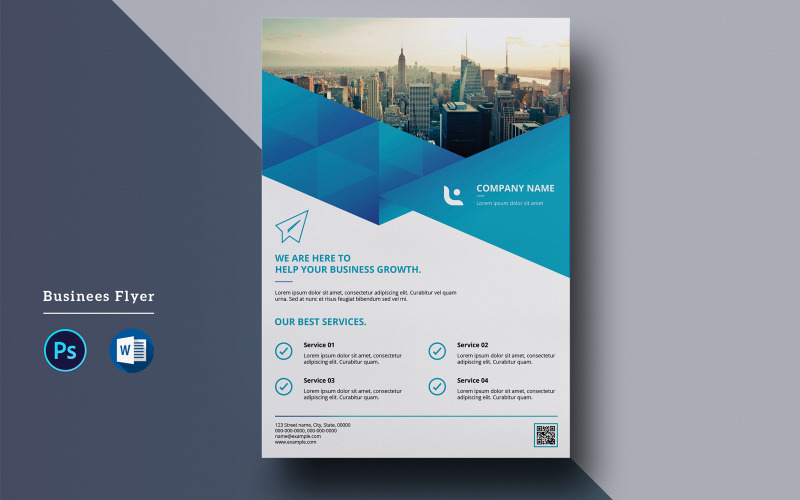Flyer bleu géométrique - modèle d'identité d'entreprise