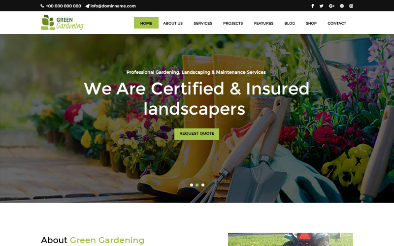 Download PSD шаблон "Green Garden - Gardening PSD Template" / Green Garden - Gardening PSD Template - PSD шаблон на тему садоводство gardening garden tree theme template psd photoshop