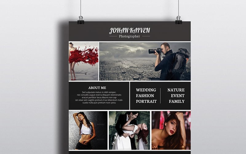 Download Фирменный стиль "Johan Photography Flyer - Corporate Identity Template" / Johan Photography Flyer - Corporate Identity Template - Фирменный стиль на тему графика photography photographer flyer business studio marketing black clean advertising promotion professional session photo template creative