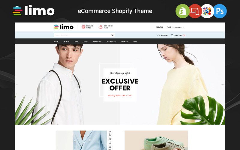 Limo — многоцелевой магазин с секциями Shopify Theme