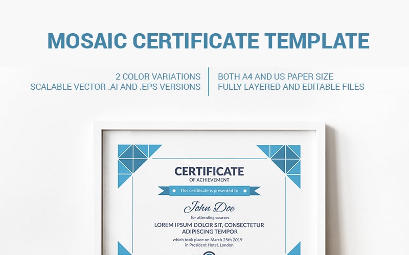 Mosaic Award Certificate Template