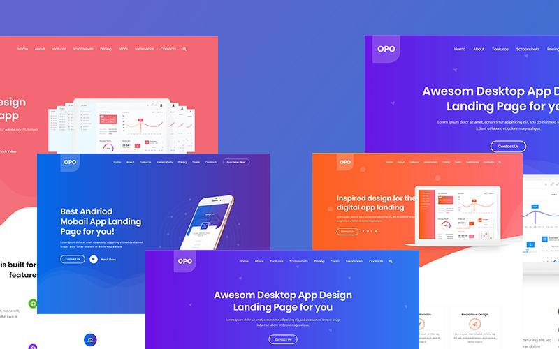 Opo - Шаблон адаптивного веб-сайту Creative App