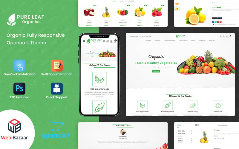 PureLeaf - mall för OpenCart för livsmedelsbutik
