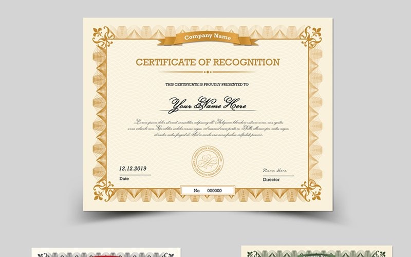 Download Шаблон сертификата "Recognition Certificate Template" / Recognition Certificate Template - Шаблон сертификата на тему графика certificate,recognition,appreciation,achievement,award,academic,diploma,school,office,creative,modern,clean,professional,template,corporate,psd