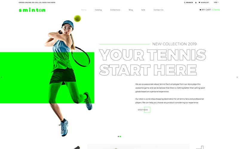 Sminton - Tennis Store Clean Shopify-tema