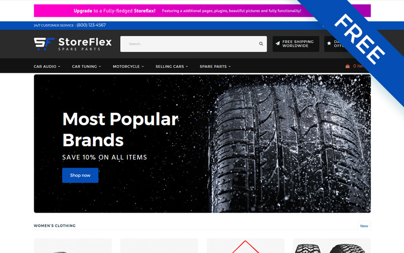 StoreFlex - Modelo OpenCart de comércio eletrônico de peças de carro limpo e gratuito