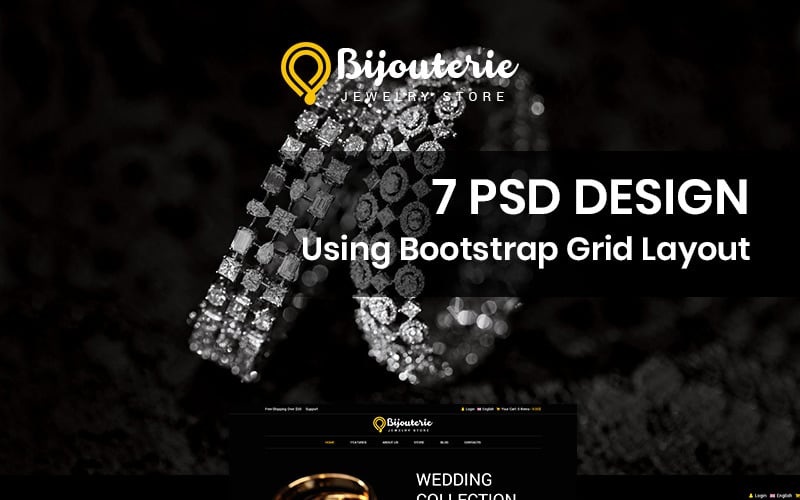 Download PSD шаблон "Bijouterie - Jewelry PSD Template" / Bijouterie - Jewelry PSD Template - PSD шаблон на тему украшения jewelry shop theme template psd photoshop