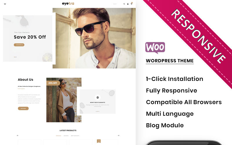 Eyetra - Тема магазину окулярів WooCommerce