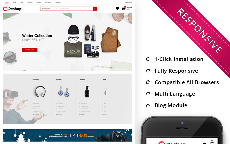 Reshop - адаптивная тема для WooCommerce Mega Shop