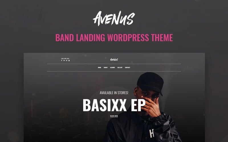 Avenus - Tema moderno do WordPress Elementor de uma página musical