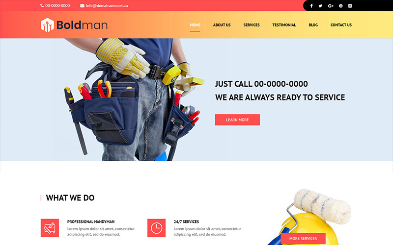 Boldman - PSD шаблон услуг разнорабочих