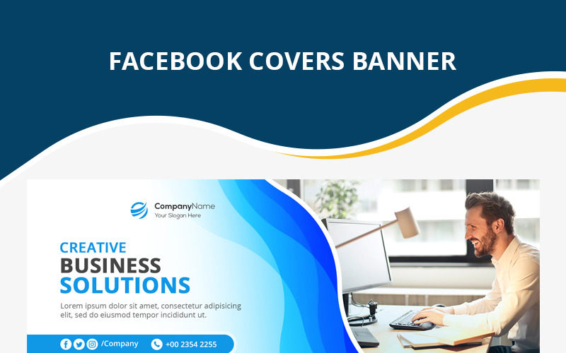 Download Шаблон для соцсетей "Business Facebook Cover Social Media Template" / Business Facebook Cover Social Media Template - Шаблон для соцсетей на тему графика banner,flyer,social,media,banners,facebook,cover,header,advertising,corporate,web,ad,psd,waves,abstract,corporate,business