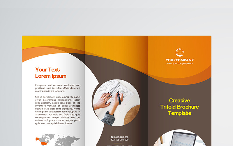 Download Фирменный стиль "Creative Trifold Brochure Template. 2 Color Styles - Corporate Identity Template" / Creative Trifold Brochure Template. 2 Color Styles - Corporate Identity Template - Фирменный стиль на тему графика triflod,brochure,template,trifold,agency,business,company,contact,corporate,identity,creative,design,logo,modern,office,orange,presentation,print,profile,stationery