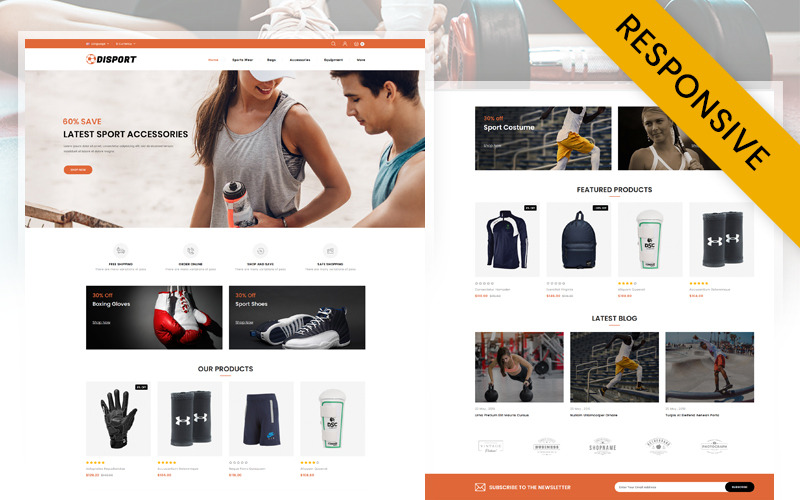 Disport - Modello reattivo OpenCart del negozio di accessori sportivi