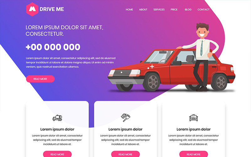 Download PSD шаблон "Drive Me - Driving School PSD Template" / Drive Me - Driving School PSD Template - PSD шаблон на тему графика driving school car motorcycle template theme psd photoshop