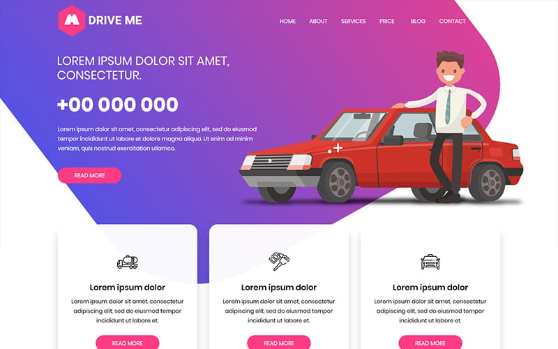 Drive Me - Driving School PSD Template