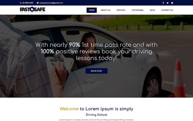 Fast & Safe - Driving School PSD Template