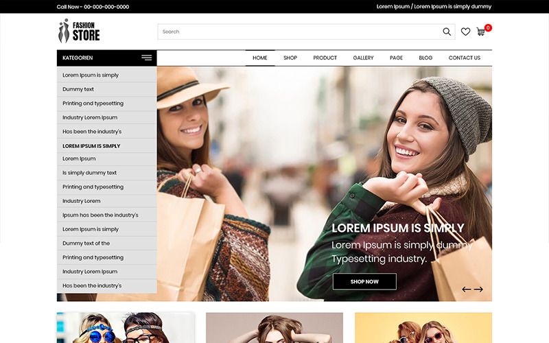 Modebutik - PSD-mall för multifunktionell e-handel