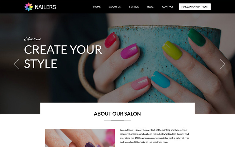 Download PSD шаблон "Nailers - Nail Art Saloon PSD Template" / Nailers - Nail Art Saloon PSD Template - PSD шаблон на тему графика nail art saloon design template theme psd photoshop
