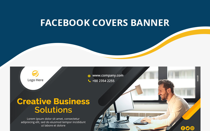 Шаблон обложки для корпоративного бизнеса Facebook для социальных сетей