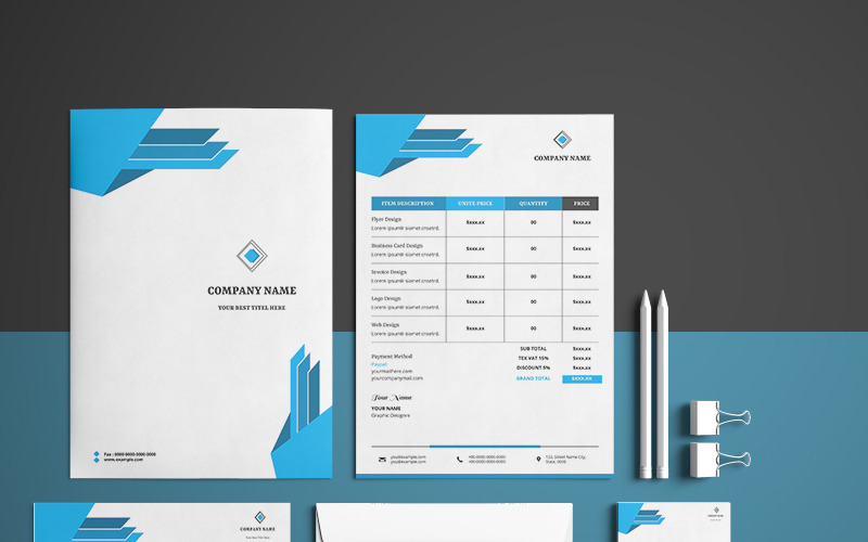 Download Фирменный стиль "Sistec - Corporate Identity Template" / Sistec - Corporate Identity Template - Фирменный стиль на тему графика branding stationery corporatey identity indesign invoice letterhead presentation business card envelope folder creative blue minimal clean brand office