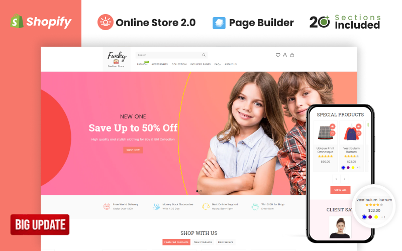 Tema di Shopify del negozio di moda funky