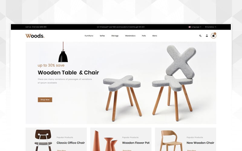 Woods Furniture Store OpenCart Template