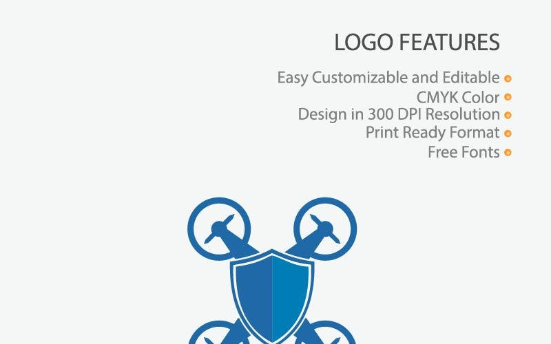 Download Шаблон логотипа "Drone Guard Logo Template" / Drone Guard Logo Template - Шаблон логотипа на тему графика design shield drone logo template vector icon abstract business symbol modern technology professional protection fly camera protect remote aerial guard