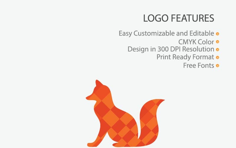 Download Шаблон логотипа "Fox Logo Template" / Fox Logo Template - Шаблон логотипа на тему графика fox logo animal design vector icon template illustration symbol wolf silhouette graphic sign emblem wild modern creative element orange head