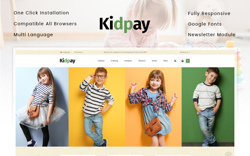 детский магазин шаблон opencart