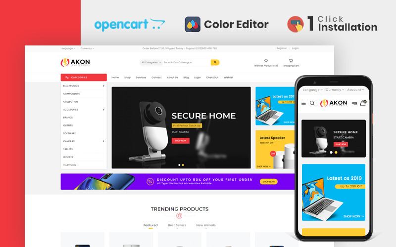 Modello OpenCart per negozio di elettronica Akon