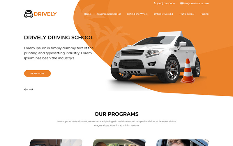 Download PSD шаблон "Drively - Driving School PSD Template" / Drively - Driving School PSD Template - PSD шаблон на тему графика driving school psd photoshop theme template
