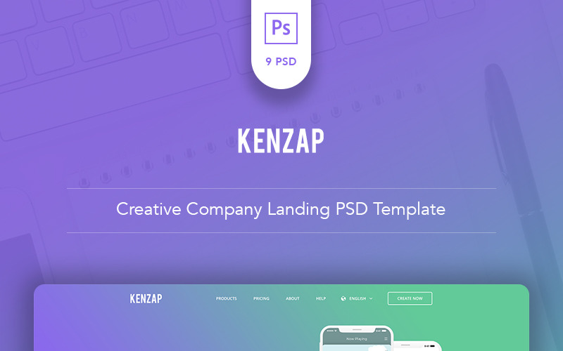 Kenzap - Creative Company Landing PSD-sjabloon