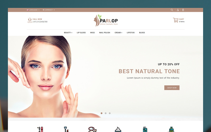 Modello OpenCart di Parlop Constmatics Shop