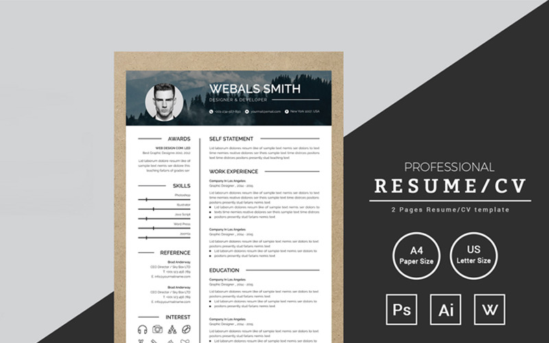 Download Резюме "Webala Smith Resume Template" / Webala Smith Resume Template - Резюме на тему графика resume cv clean creative word infographic modern professional student mac pages manager template bankers doctors job seekers