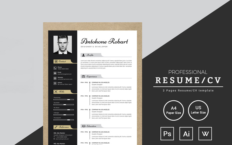 Download Резюме "Antohone Robert Resume Template" / Antohone Robert Resume Template - Резюме на тему графика resume cv clean creative word infographic modern professional student mac pages manager template bankers doctors job seekers