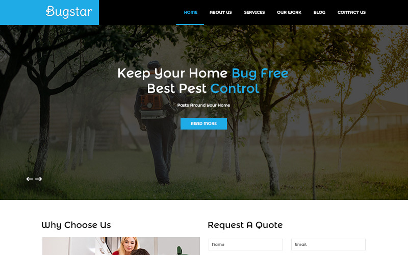 Download PSD шаблон "Bugstar - Pest Control PSD Template" / Bugstar - Pest Control PSD Template - PSD шаблон на тему служба дезинсекции pest control bug template theme psd photoshop