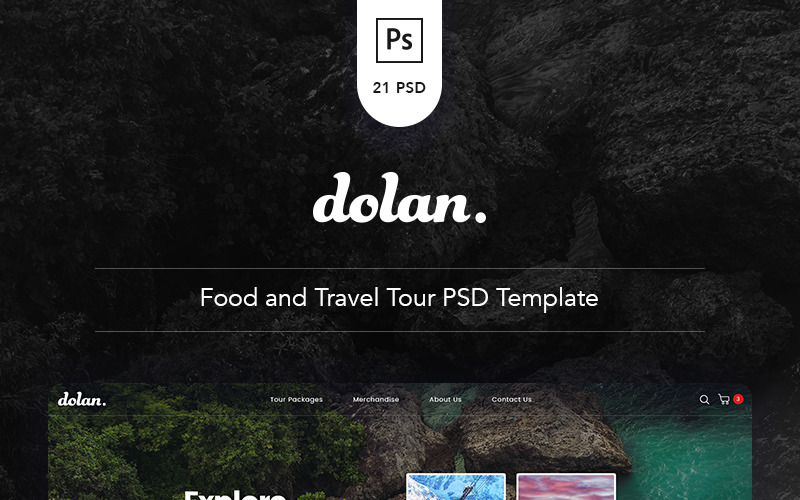Download PSD шаблон "Dolan - Food and Travel Tour PSD Template" / Dolan - Food and Travel Tour PSD Template - PSD шаблон на тему еда и ресторан blog city e-commerce food holiday itinerary psd template review store tour travel traveling